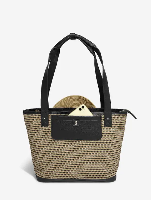 Black Raffia Tote Bag