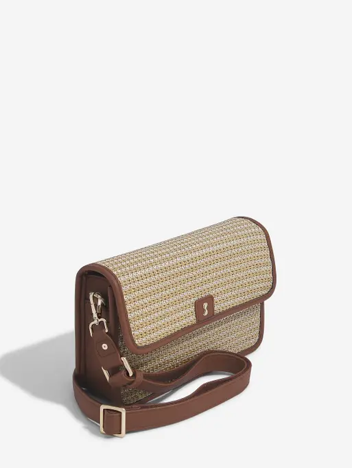 Tan Raffia Crossbody Bag