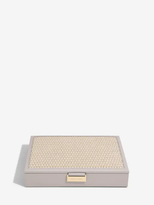 Taupe Raffia Classic Jewellery Box Lid