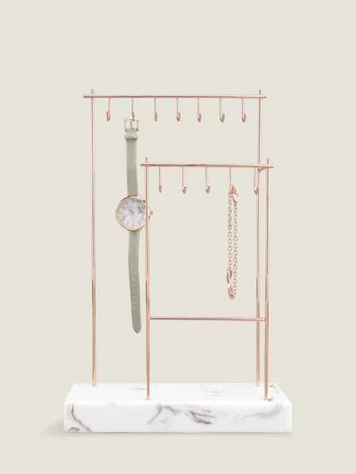 Large Rose Gold 12 Hook Jewellery Stand