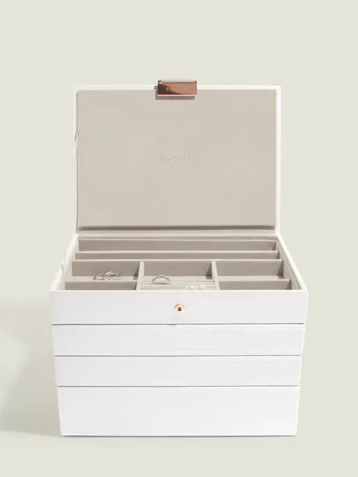 White & Rose Gold Classic Jewellery Box Set of 4