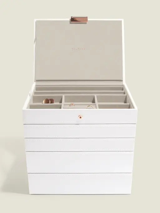 White & Rose Gold Classic Jewellery Box Set of 5