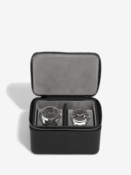 Pudełko na zegarki podróżne Stackers Pebble dwukomorowe czarno-szare