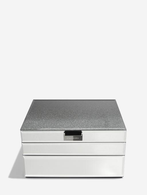 Graphite Glitter Glass Classic Jewellery Box Set of 3