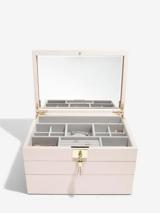 Szkatułka na biżuterię Loves Luxury potrójna jasnoróżowa