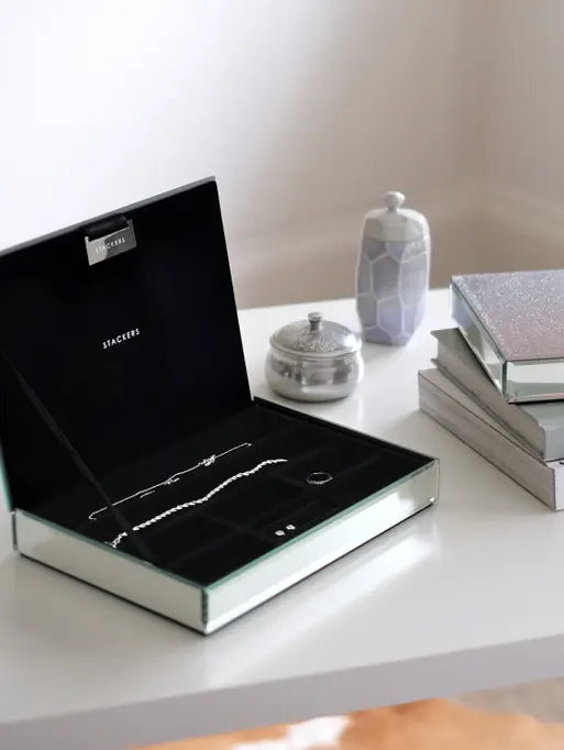 Szkatułka na biżuterię Stackers Glitter classic różowa z pokrywką