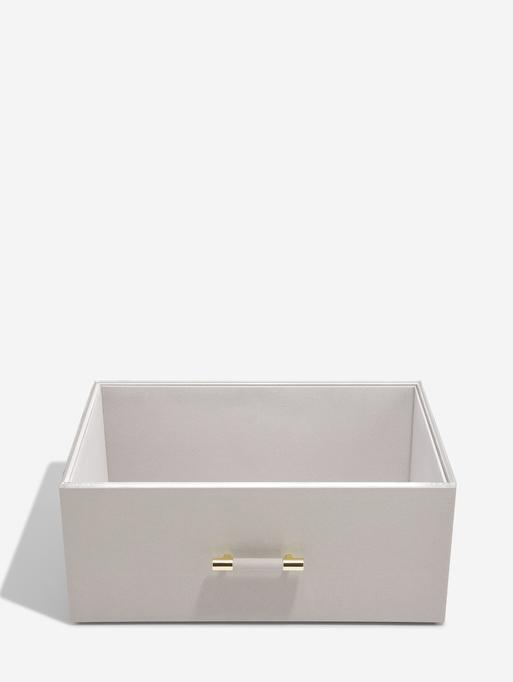 Taupe Storage Box with Handle and Acrylic Lid