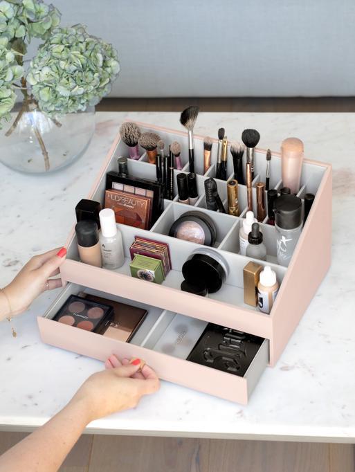 Blush Pink Supersize Makeup Organiser Set of 2