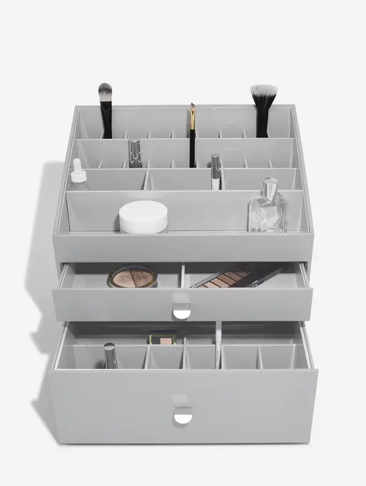Pebble Grey Supersize Makeup Organiser Set of 2
