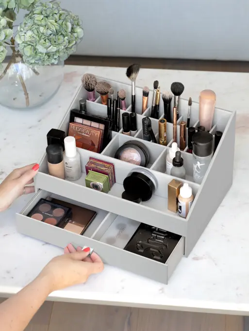 Pebble Grey Supersize Makeup Organiser Set of 2