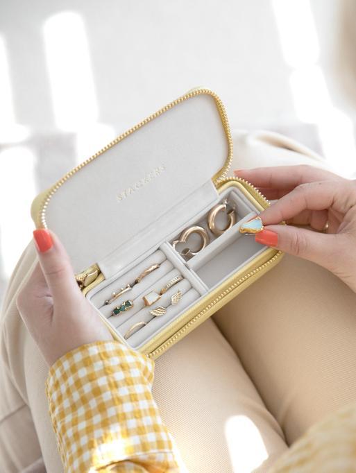 Butter Yellow Medium Zipped Travel Jewellery Box
