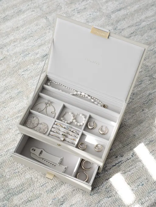 Oatmeal Classic Jewellery Box 1-Drawer Set