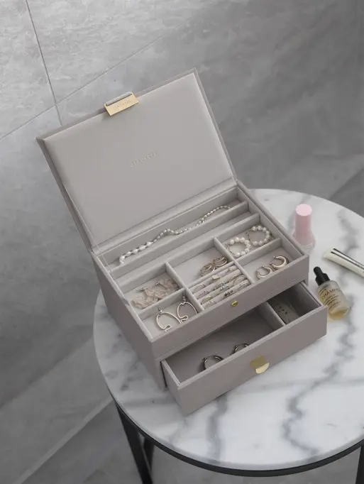 Taupe Classic Jewellery Box 1-Drawer Set