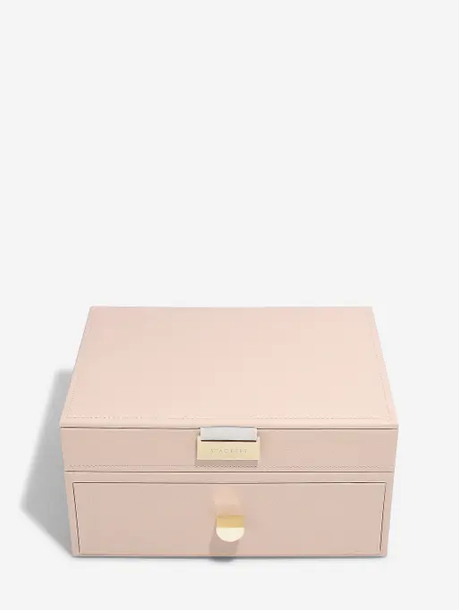 Blush Pink & Champagne Gold Classic Jewellery Box 1-Drawer Set