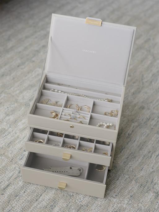 Oatmeal Classic Jewellery Box 2-Drawer Set