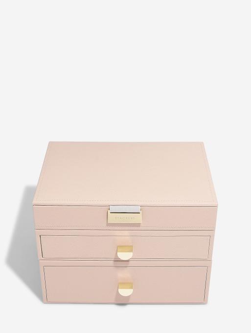Blush Pink & Champagne Gold Classic Jewellery Box 2-Drawer Set