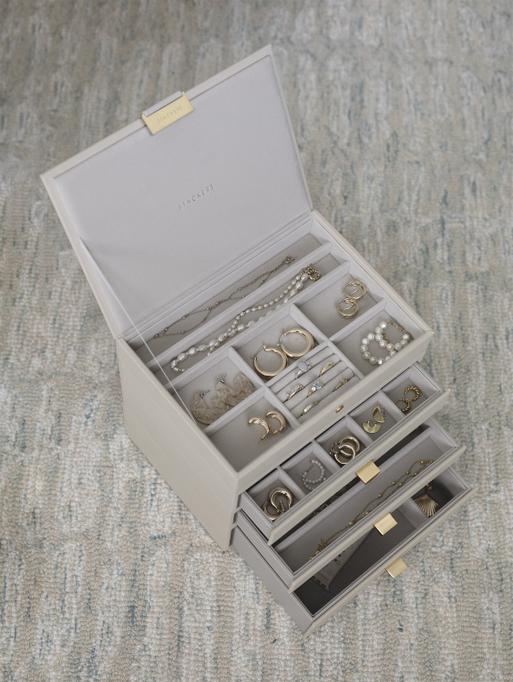 Oatmeal Classic Jewellery Box 3-Drawer Set