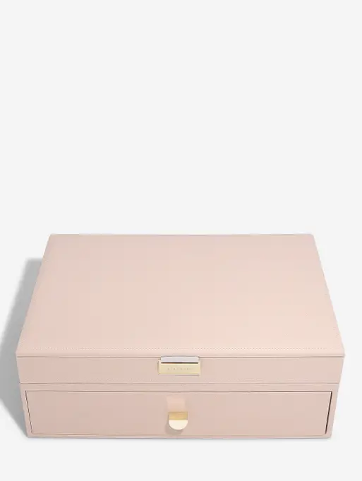 Blush Pink & Champagne Gold Supersize Jewellery Box 1-Drawer Set