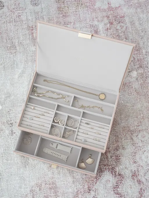 Blush Pink & Champagne Gold Supersize Jewellery Box 1-Drawer Set
