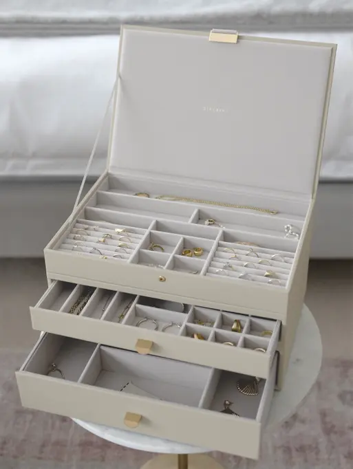 Oatmeal Supersize Jewellery Box 2-Drawer Set