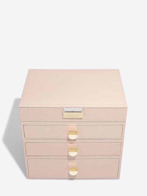 Blush Pink & Champagne Gold Classic Jewellery Box 3-Drawer Set