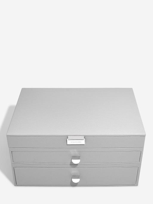 Pebble Grey Supersize Jewellery Box 2-Drawer Set