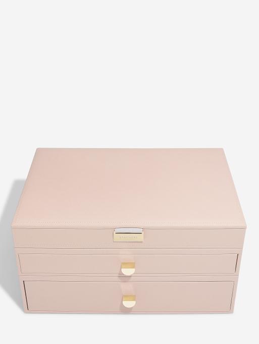 Blush Pink & Champagne Gold Supersize Jewellery Box 2-Drawer Set