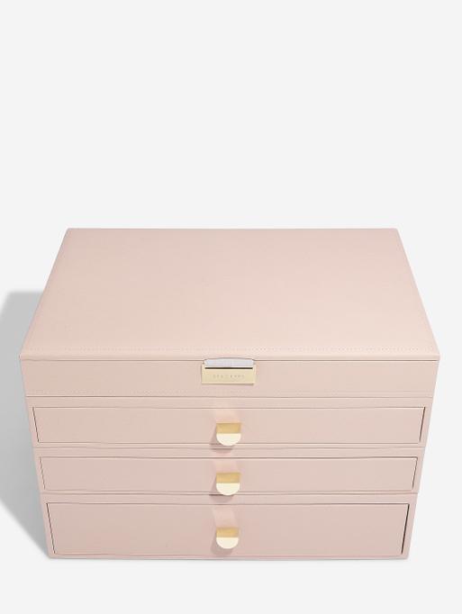Blush Pink & Champagne Gold Supersize Jewellery Box 3-Drawer Set
