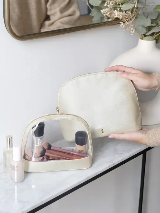 Metallic Pearl Nested Cosmetic Bag Set of 2