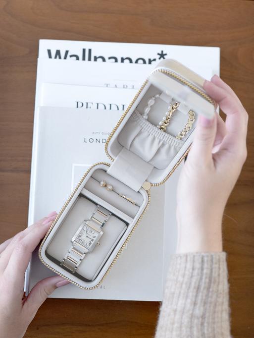 Metallic Pearl Travel Jewellery & Watch Box