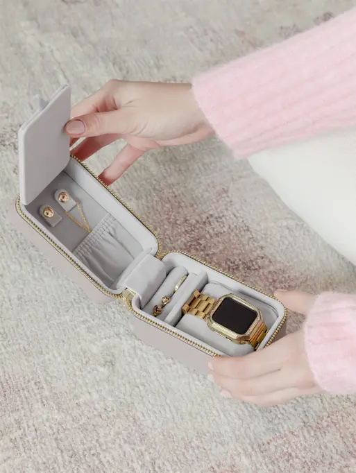Taupe Travel Jewellery & Watch Box