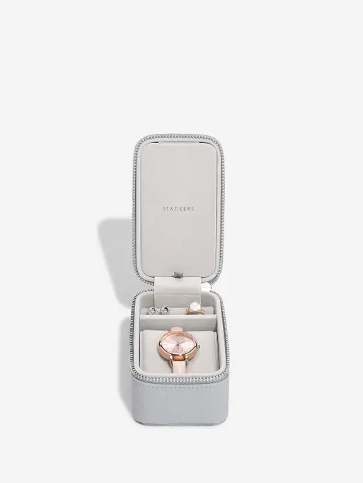 Pebble Grey Travel Jewellery & Watch Box