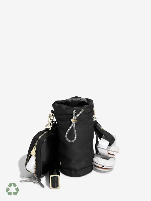 Recycled Nylon Black Bottle Bag