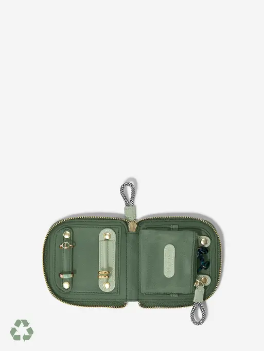 Recycled Nylon Green Compact Jewellery Roll