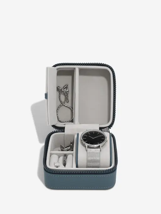 Blue Canvas Watch & Jewellery Box