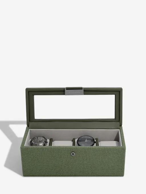 Green Canvas 4 Piece Watch Box