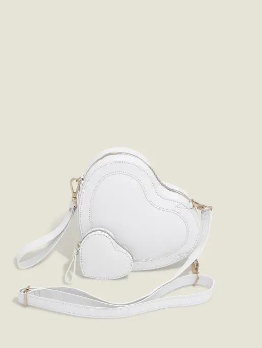 White Pebble Heart Shoulder Bag