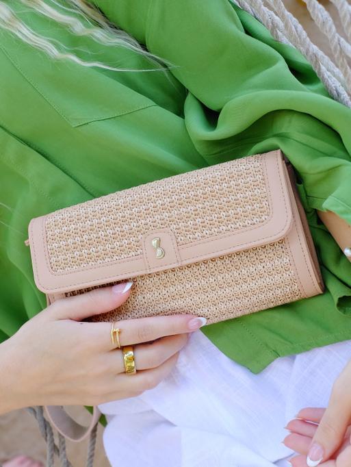 Blush Raffia Purse