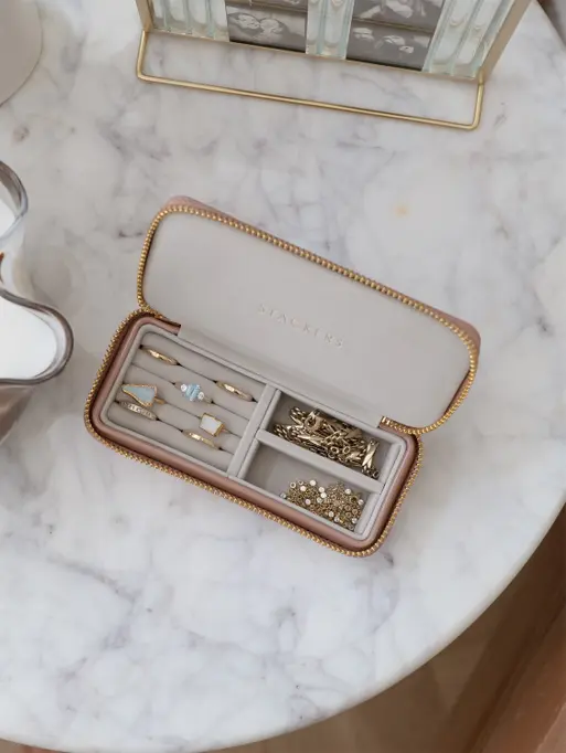 Patent Rose Medium Travel Jewellery Box