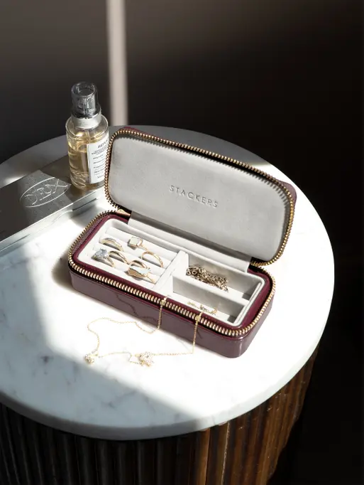 Patent Cherry Medium Travel Jewellery Box