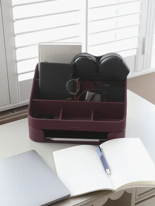 Garnet Red Desk Organiser Set