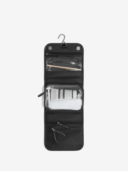 Black Fluted Small Hanging Washbag
