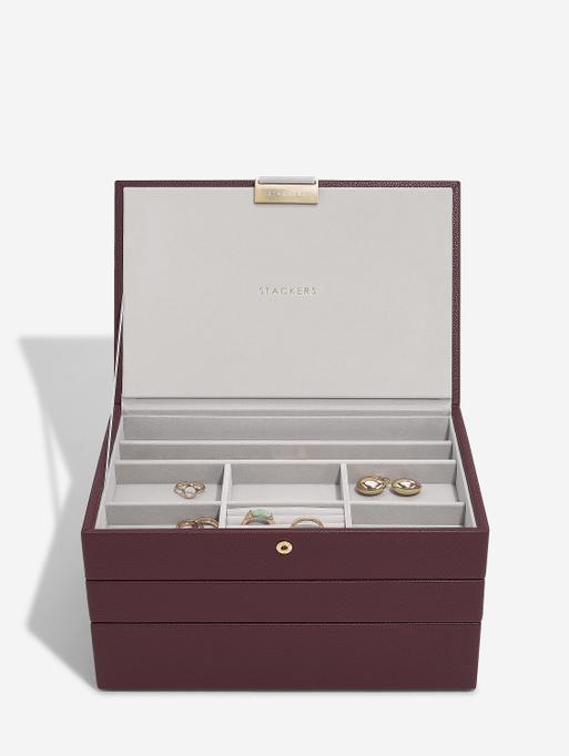 Burgundy Classic Jewellery Box Set of 3