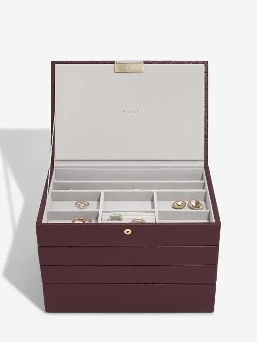 Burgundy Classic Jewellery Box Set of 4