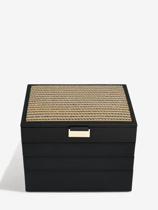Black Raffia Classic Jewellery Box Set of 4