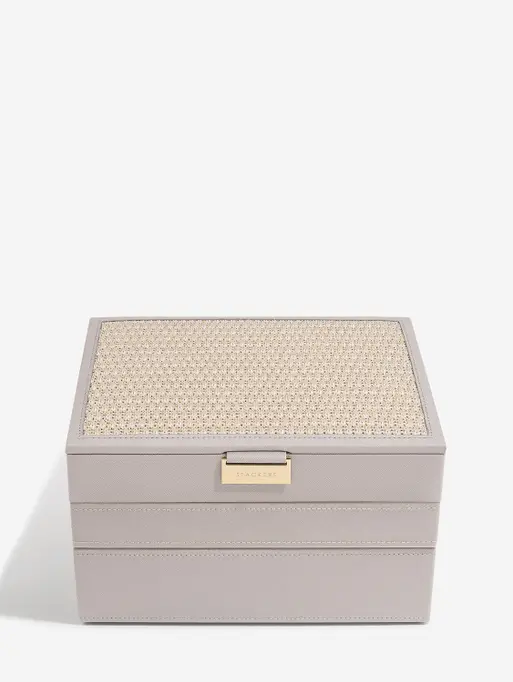 Taupe Raffia Classic Jewellery Box Set of 3