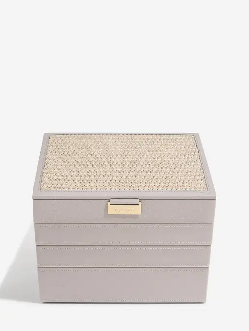 Taupe Raffia Classic Jewellery Box Set of 4