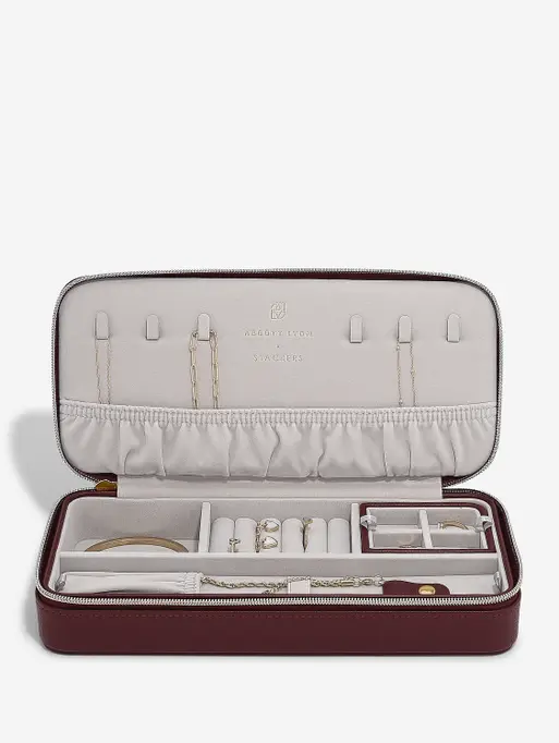 Abbott Lyon X Stackers Burgundy Zipped Jewellery Box