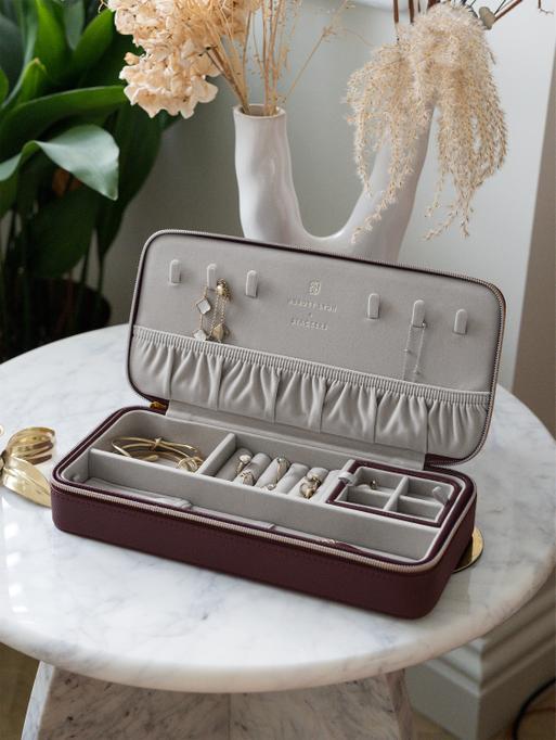 Abbott Lyon X Stackers Burgundy Zipped Jewellery Box