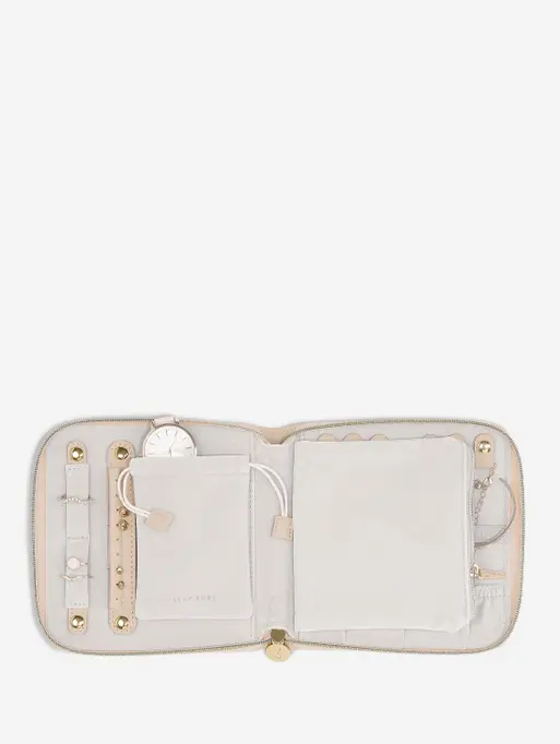Blush Raffia Square Jewellery Roll 